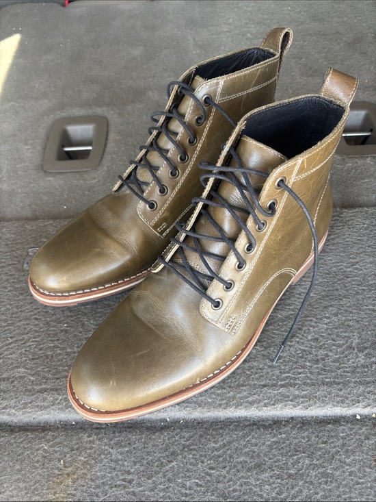 Helm Other - Helm The Hollis Men's Olive Leather Lace-Up Boots